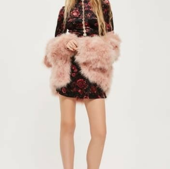 TOP shop Ring Lace Up Floral Velvet Skater Dress - Picture 5 of 10